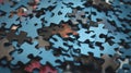 Selective focus of pieces puzzle jigsaw, puzzle background. Royalty Free Stock Photo