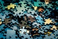 Selective focus of pieces puzzle jigsaw Royalty Free Stock Photo