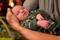 Little baby sleeping in father arms Royalty Free Stock Photo