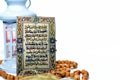 Ramadan fanous lantern, Islamic rosary and Al Kursi verse, the greatest verse in Quran Royalty Free Stock Photo