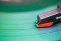 Selective focus of record needle on record Royalty Free Stock Photo