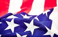 Selective Focus of ruffled American flag Royalty Free Stock Photo