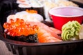 Selective focus of salmon caviar ikura sushi Royalty Free Stock Photo