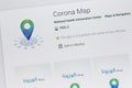 Selective focus on Saudi Health Council Corona Map COVID app available in the Google Play area