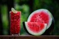 Watermelon with background blur,Selective focus, Shallow depth of field, Sharpening Royalty Free Stock Photo