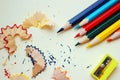 A selective focus of sharpened colored pencils Royalty Free Stock Photo