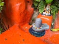 Selective focus of a Shiva Linga statue, a symbol or Icon of Hindu God Shiva