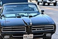 Selective focus shot of a black pontiac GTO car