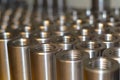 Selective focus shot of brass bushings Royalty Free Stock Photo