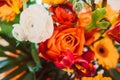 Selective focus shot of a bunch of colorful flowers