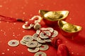 Selective focus shot of Chinese decorations and lucky charms - concept of Chinese New Year
