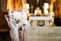 Selective focus shot of church decoration for a wedding