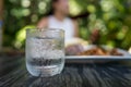 Selective focus shot of a cold glass of water Royalty Free Stock Photo