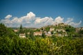 Selective focus shot of country houses on a hill Royalty Free Stock Photo