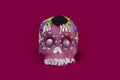 Selective focus shot of a decorated colorful skull - Halloween Theme