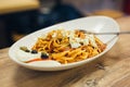 Selective focus shot of delicious spaghetti Bolognese Royalty Free Stock Photo