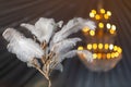 Selective focus shot of a feather tree centerpiece Royalty Free Stock Photo