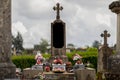 Selective focus shot of gravestones in the cemetery Royalty Free Stock Photo