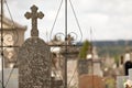 Selective focus shot of gravestones in the cemetery Royalty Free Stock Photo