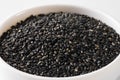 Selective focus shot of a heap of Chia seeds in a plate Royalty Free Stock Photo