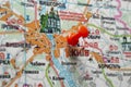 Selective focus shot of a low resolution map of Ukraine\'s capital, Kiev