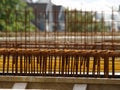 Selective focus shot of metal rebars Royalty Free Stock Photo