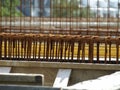 Selective focus shot of metal rebars Royalty Free Stock Photo