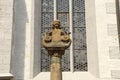 Selective focus shot of an old statue in Rothenburg, Germany