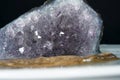 Selective focus shot of pure quartz crystal cluster isolated on black background Royalty Free Stock Photo