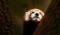 Selective focus shot of a red panda climbing a tree Royalty Free Stock Photo