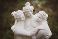 Selective focus shot of the statue of the Three Graces outdoors