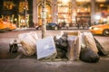 Selective focus shot of trash bags on a sidewalk of New York City Royalty Free Stock Photo