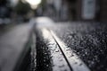 Selective focus shot of water drops on the roof of a black car Royalty Free Stock Photo