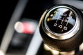 Selective focus six speed gear shift in truck car . Gear transmission.copy space. Royalty Free Stock Photo