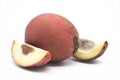 selective focus,slices Gaab or Velvet apple fruit isolate on white background