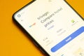 Selective focus, Smartphone screen with the Trivago app in the Google Store Royalty Free Stock Photo