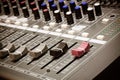 Selective focus sound mixer background. Royalty Free Stock Photo