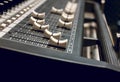 Selective focus sound mixer background. Royalty Free Stock Photo