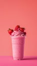 Selective focus on strawberry smoothie detox diet, vegetarian, healthy eating concept