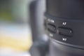 Selective focus on switch of auto and manual focus on the lense Royalty Free Stock Photo