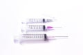 Selective focus syringe with white background,Injection needle select focus,Medical instruments