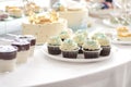 selective focus. Tasty candy bar for Birthday party on table