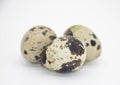 selective focus,three quail eggs isolated on white background Royalty Free Stock Photo