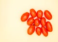 Selective focus tomatoes on white background