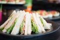 Selective focus of Tuna Sandwich in a tray on the buffet table Royalty Free Stock Photo