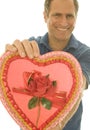 Selective focus Valentine candy box middle age man Royalty Free Stock Photo