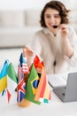 selective focus of various international flags