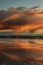 selective focus, view of setting sun and sky with clouds. nature background, peaceful abstract light