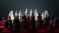 Selective focus of vintage Chinese Terracotta figurines on a chessboard Royalty Free Stock Photo