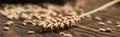 Focus of wheat spikelet on wooden